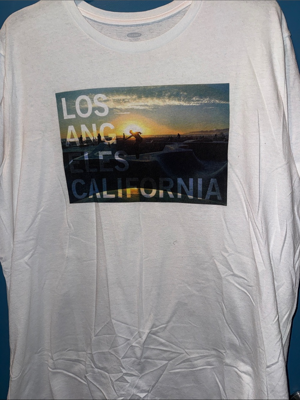 Old Navy White Graphic Long Sleeve Tee